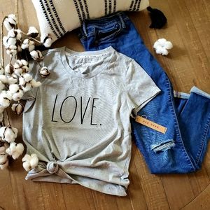 Rae Dunn Cotton Gray 'LOVE.' Shortsleeve Shirt XS